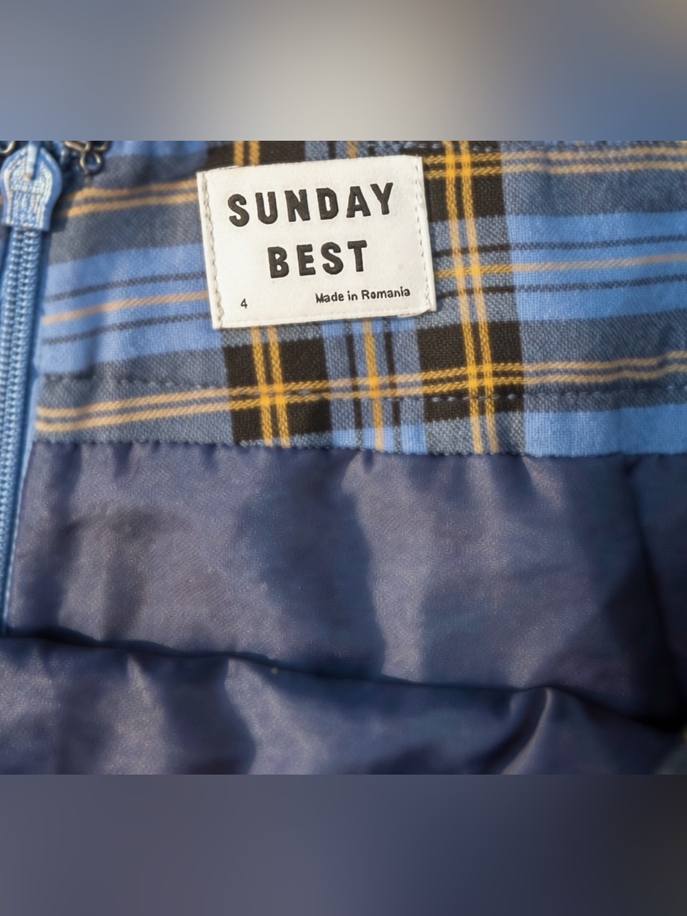 Sunday Best Blue Plaid Pleated Mini Skirt Size 4 Preppy Academia Y2K Fall Indie - Picture 3 of 4
